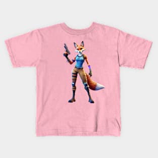 Fortnite-inspired female fox design Kids T-Shirt